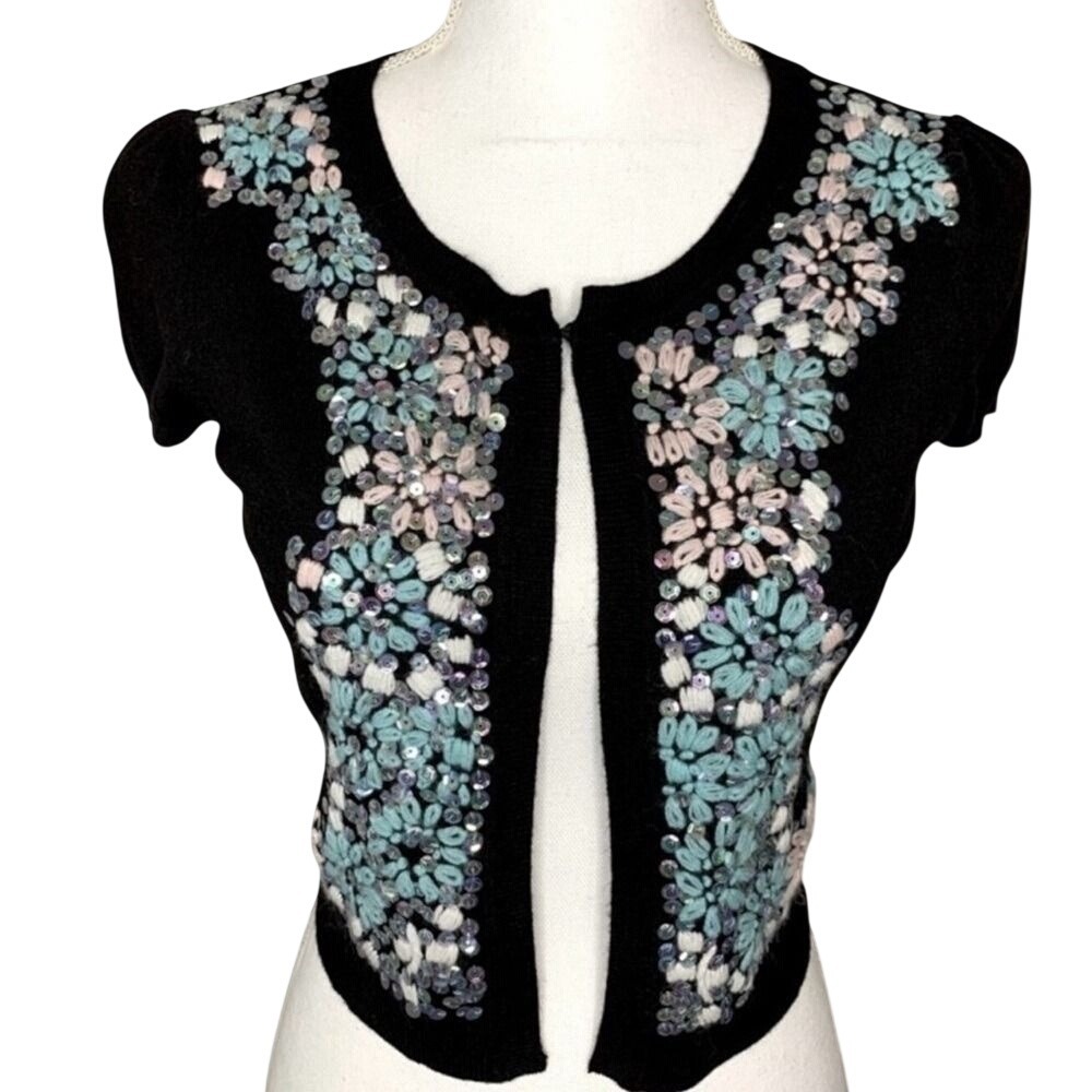 NWT INC International Concepts Black Sequin Shrug Sweater Size‎ Small